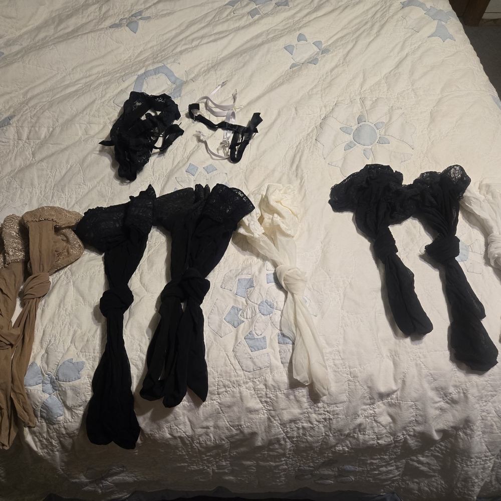 Elegant Hosiery Set - Black, White, Tan